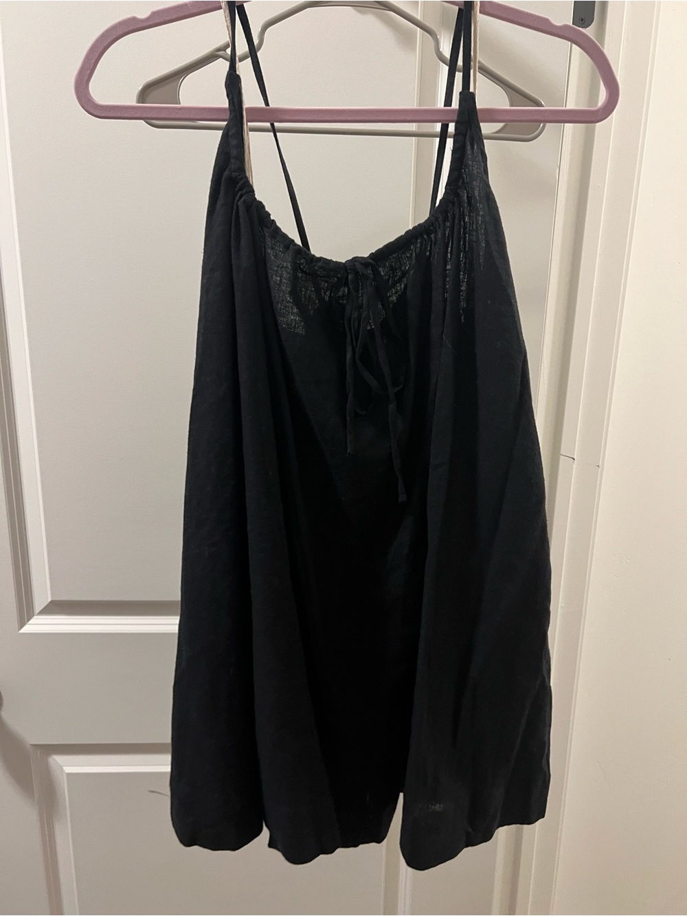 Free People Black Tie-Back Slip Dress